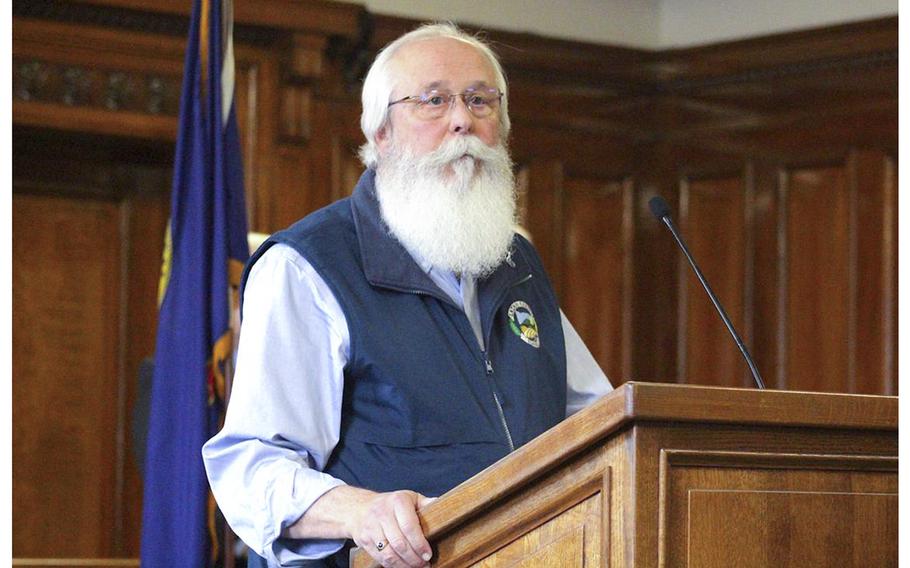 Latah County Prosecuting Attorney Bill Thompson speaks at a press conference Dec. 30, 2022, in Moscow about the investigation into November’s stabbing deaths of four University of Idaho students. 