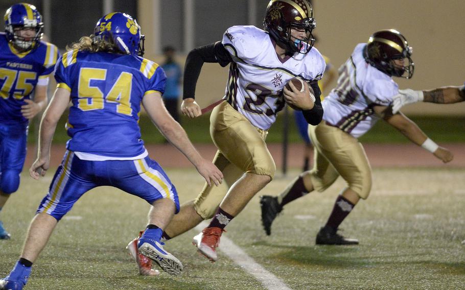 Matthew C. Perry's Maddix Larue finds some running room against Yokota.