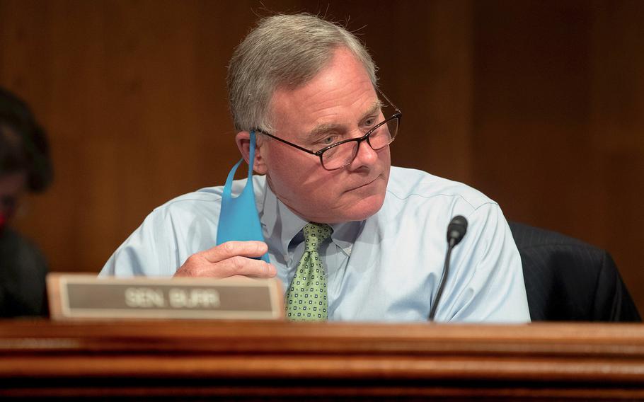 Sen. Richard Burr, R-N.C., attends a hearing on Capitol Hill in Washington, D.C., on June 23, 2020. The Justice Department on Friday, June 17, 2022,  made public a search warrant it used to obtain Burr’s cellphone in 2020 as part of an investigation into his stock trades at the start of the COVID-19 pandemic.