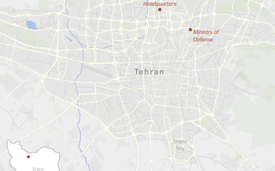 A map of Tehran.