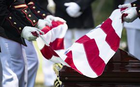 Marines from the Marine Band, “The President’s Own”, and the Marine Barracks, Washington, D.C. (8th and I) conduct military funeral honors with funeral escort for 29th Commandant of the Marine Corps retired Gen. Alfred Gray, Jr. in Section 35 of Arlington National Cemetery, Arlington, Virginia, July 29, 2024. 



Gray enlisted in the Marine Corps in 1950 and served as a radio operator with the Amphibious Reconnaissance Platoon in Korea. He deployed eight times over his 41-year career, including leading the first independent ground operations by a Marine unit in Vietnam. During these deployments, Gray pioneered modern signals intelligence collection methods and was a lifelong advocate of such techniques, leading to the establishment of two units that formed the center of what is now the Marine Cryptologic Support Battalion. 



As Commandant of the Marine Corps, Gray championed academics and professional education, and implemented a required reading of at least two books each year for Marines of all ranks (chosen from a list he hand-selected). Gray received many awards during his career, including the Silver Star, Legion of Merit (w/ V device and 1 gold star), Bronze Star (w/ V device and 3 gold stars), and a Distinguished Service Medal from the Department of Defense, Navy (w/ 1 gold star), Army, Air Force, and Coast Guard.



Gray was interred with his wife, Janie Ann Gray. As Gray and his wife had no surviving family, U.S. Marine Corps retired Lt. Gen. George Flynn received the U.S. flag from Gray’s funeral service.



(U.S. Army photo by Elizabeth Fraser / Arlington National Cemetery / released)