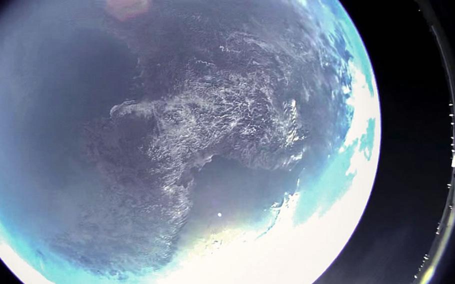 This image of Earth taken from space was released by the Korean Central News Agency, Monday, Feb. 28, 2022. 
