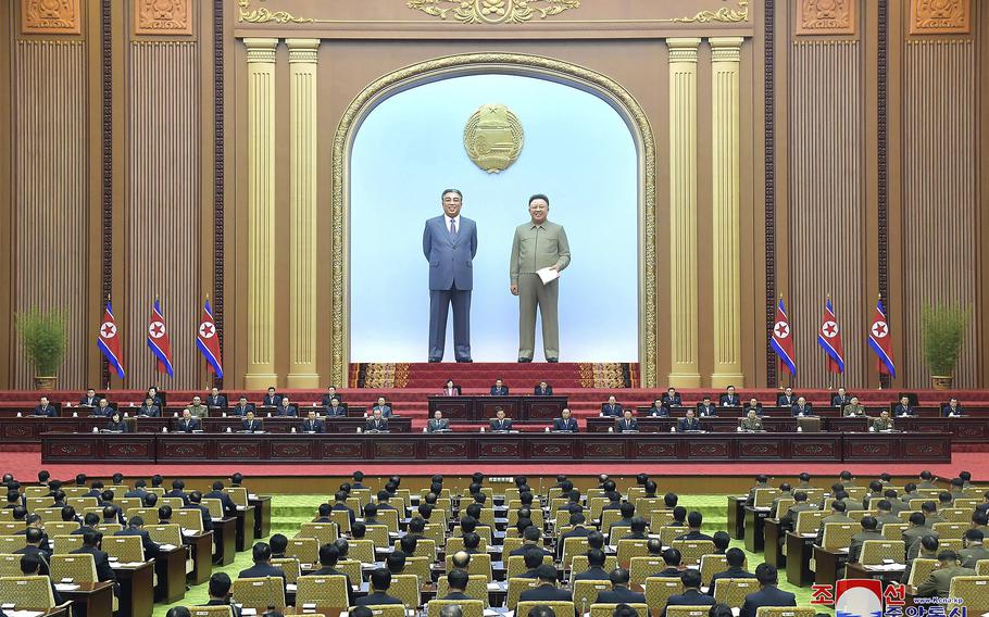 In this photo taken during Jan. 17-18, 2023 and provided by the North Korean government, North Korea’s parliament is held in Pyongyang, North Korea Saturday, Dec. 31, 2022.