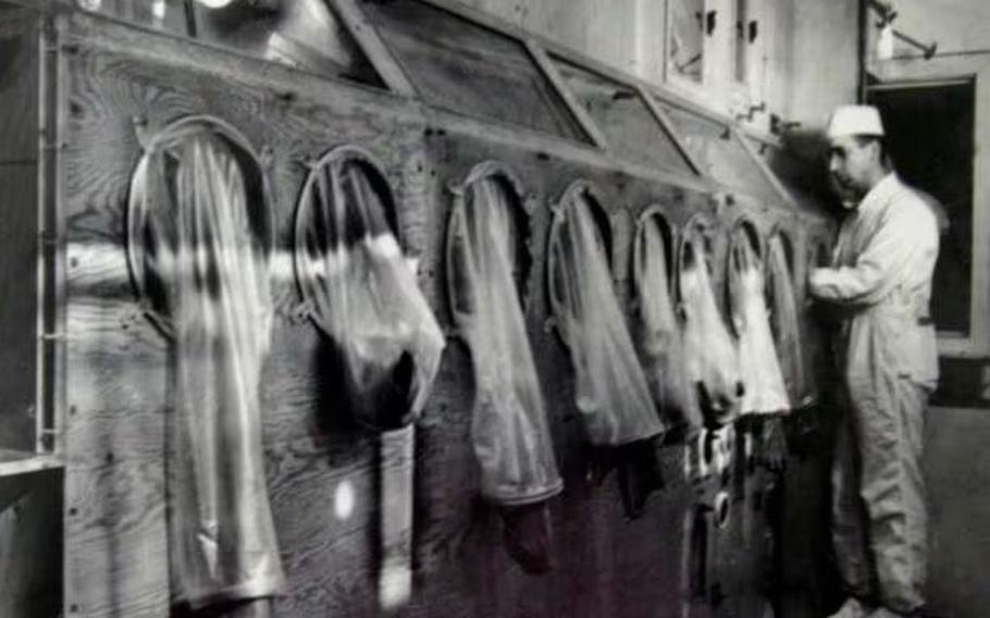 The Mound Museum in Miamisburg, Ohio, houses technology, worker information and photographs of its history, including this picture of this worker on the line processing polonium.