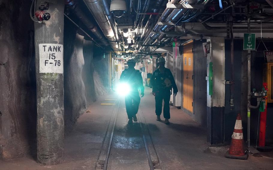 Security and fire watch team members patrol the Red Hill Bulk Fuel Storage Facility in Halawa, Hawaii, Sep. 6, 2023.