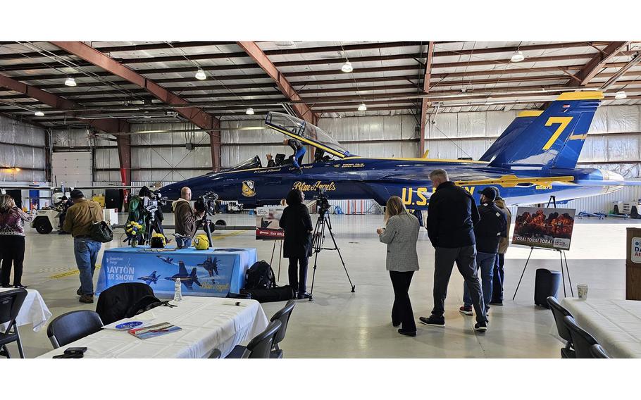 Members of the U.S. Navy Blue Angels visited Dayton Tuesday, Dec. 12, 2023, to prepare for the 50th anniversary CenterPoint Energy Dayton Air Show in June 2024.
