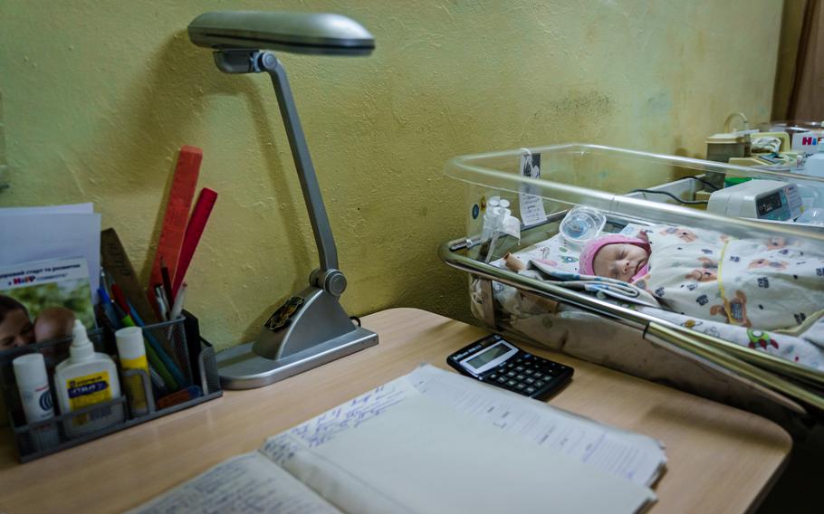 Premature babies get rest in a makeshift underground maternity ward after the hospital moved its patients underground a safer place because its exterior had been bombarded, in Kharkiv, Ukraine, on March 25, 2022.