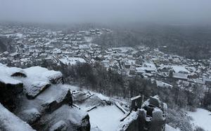 Visitors to the top of Flossenbuerg Castle, in Bavaria near the Czech border, can enjoy a view for miles on a clear day. 