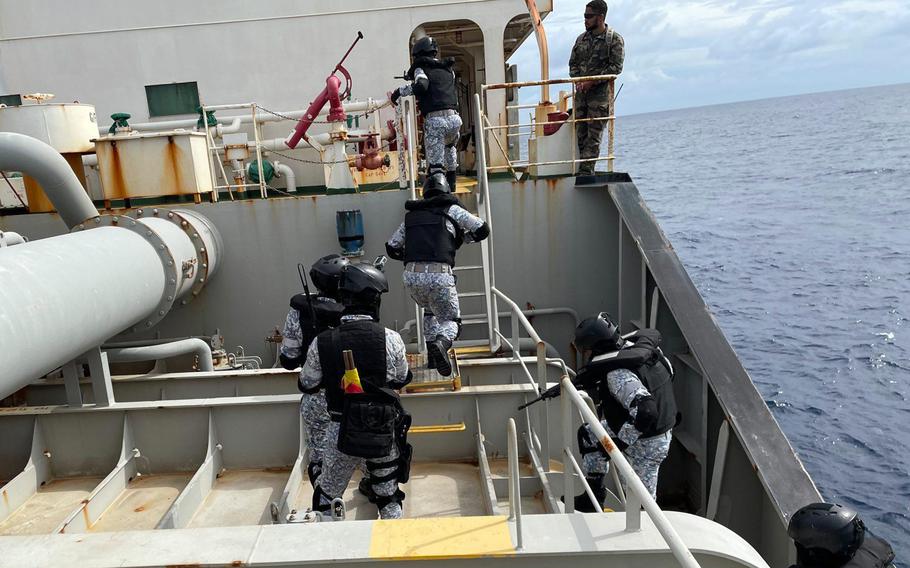 Naval forces from 21 countries concluded 10 days of exercises Friday, Aug. 26, 2022, in which sailors trained to combat piracy, drug smuggling, human trafficking and illegal fishing in their countries’ waters.