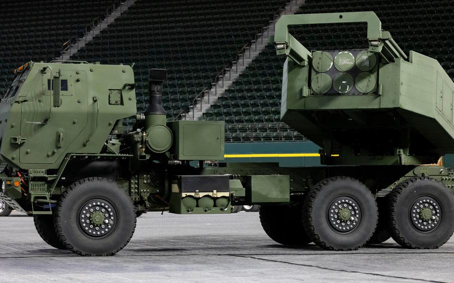 Lockheed Martin’s M142 High Mobility Artillery Rocket System, more commonly known as HIMARS, is a product of the company’s Grand Prairie-based Missiles and Fire Control, where about 4,000 people work on the launcher. This one was on display during a press event at Globe Life Field in Arlington in October 2022.