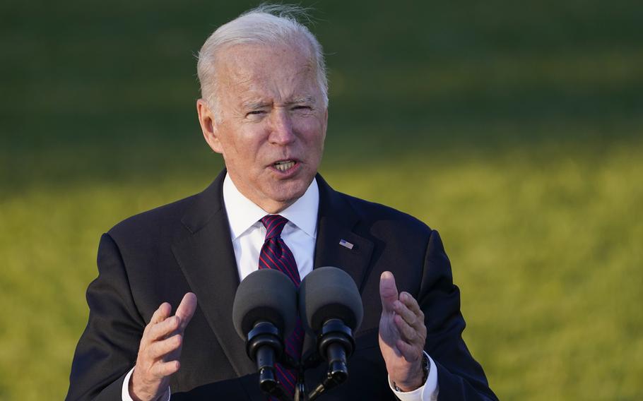 President Joe Biden speaks before signing the $1.2 trillion bipartisan infrastructure bill into law during a ceremony on the South Lawn of the White House in Washington, Monday, Nov. 15, 2021. 