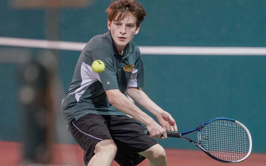 Aiden Smith of Robert D. Edgren lost both his singles matches over the weekend against Zama and Yokota.