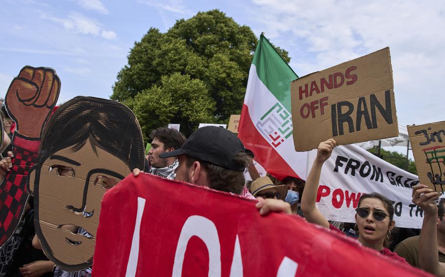 People protesting at The Hague.