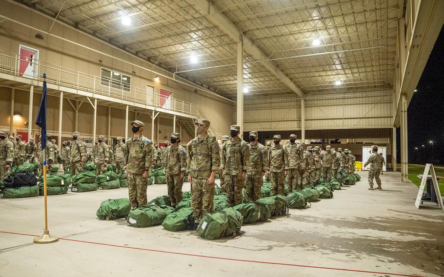 Trainees report for their first day of One Station Unit Training on Harmony Church at Fort Benning, Ga.