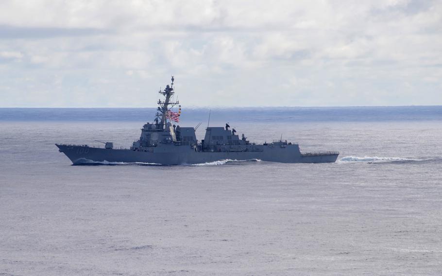 Arleigh Burke-class guided missile destroyer USS Kidd sails the Pacific Ocean Nov. 6, 2023. An Arleigh Burke-class ship will be named after Cmdr. Ernest Evans, a World War II hero and first Native American in the Navy to receive the Medal of Honor, Navy Secretary Carlos Del Toro announced Nov. 15, 2023. 