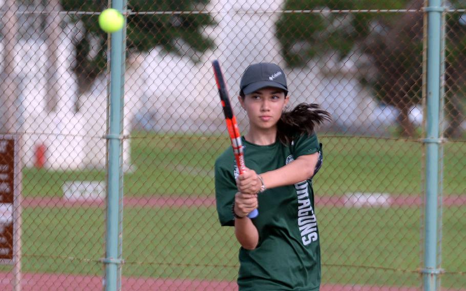 Kubasaki's Lan Legros defeated Kadena's Brooke Brewer 6-1 in Tuesday's Okinawa tennis matches.