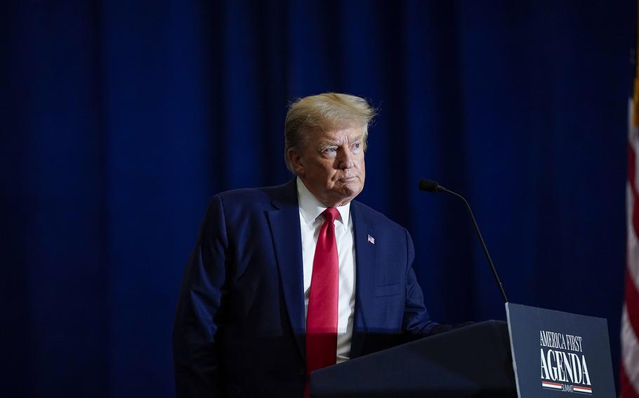 Former president Donald Trump speaks during the America First Agenda Summit, organized by the America First Policy Institute, on July 26, 2022, in Washington, D.C.