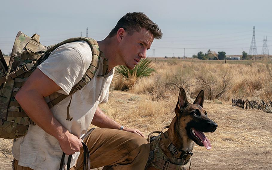 Channing Tatum, left, plays a former Army Ranger in “Dog,” now playing in Mildenhall, Ansbach, Ramstein, Wiesbaden and Vicenza.