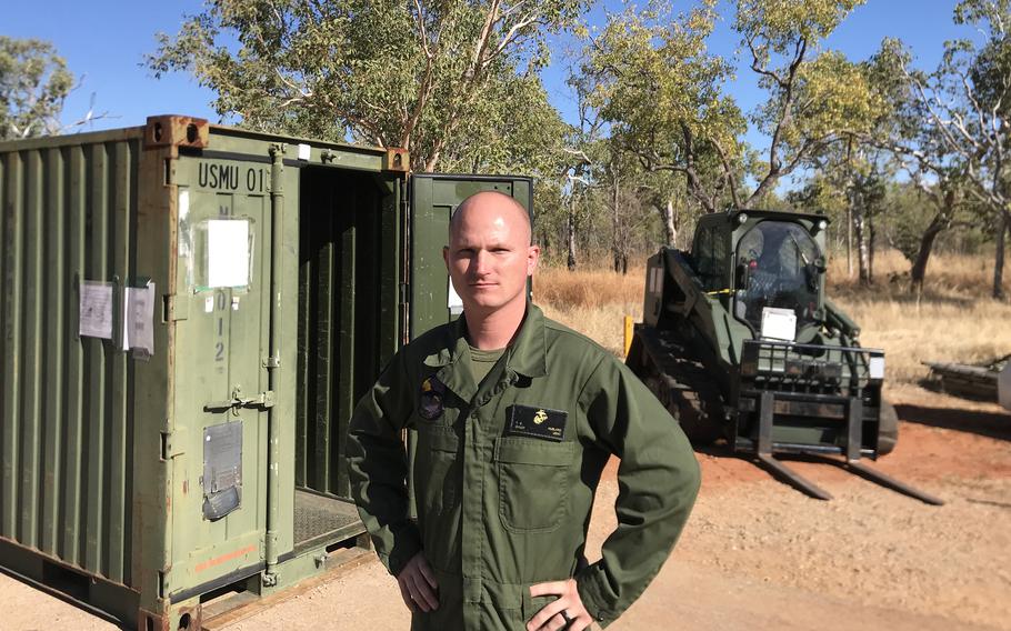 Gunnery Sgt. Terrence Hubbard, 35, of New Albany, Ind., poses at Royal Australian Air Force Base Tindal in the Northern Territory, Thursday, Sept. 1, 2022. 