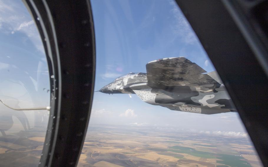 Jared Isaacman flies the MiG in formation with Scott "Kidd" Poteet's Dassault/Dornier Alpha Jet. 