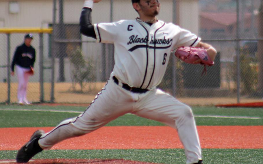 Right-hander Levi Miller went 2-0 with 12 strikeouts in seven innings this season for the Korea champion Blackhawks.