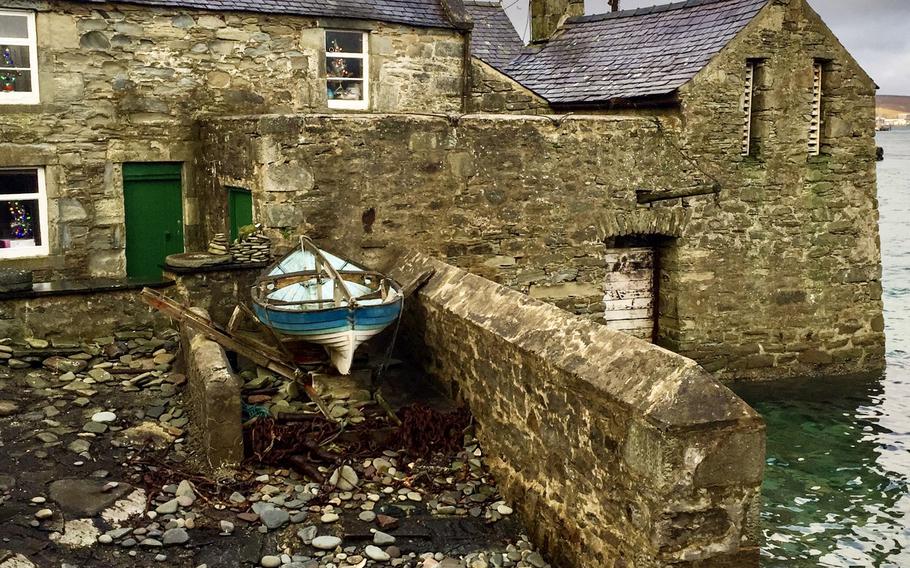 This lodberrie (a stone house that extends over the sea) on Lerwick’s waterfront will be familiar to “Shetland” viewers. 