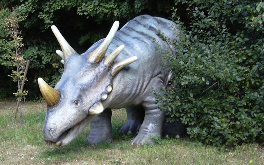 Dinosaur models are among the attractions at the Gartenschau in Kaiserslautern.