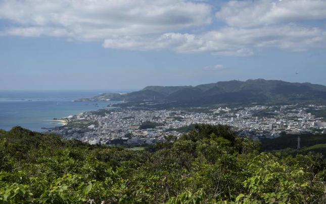 View from Nago-dake. You can see the ocean and Nago City.