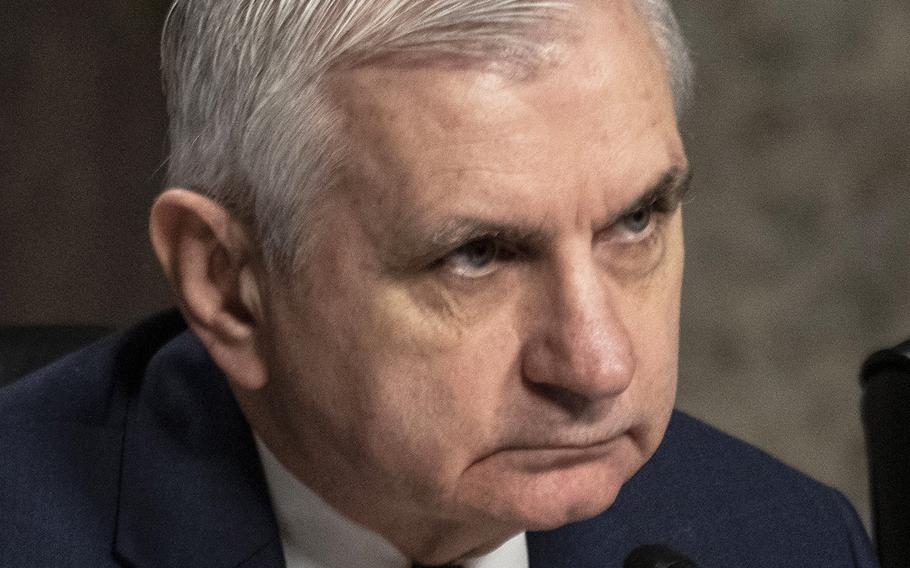 Sen. Jack Reed, D-R.I., listens during a Senate Armed Services Committee hearing in March, 2020.