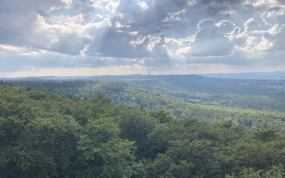 An aerial view of the forest surrounding Kaiserslautern, Germany.