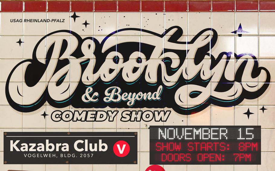 A poster shows clockwise from top left comedians Dwayne Perkins, Zana Fejzic, Zuva Martens and Erin Crouch. Sandy Jones is stepping in for Zuva Martens who will no longer be performing. 