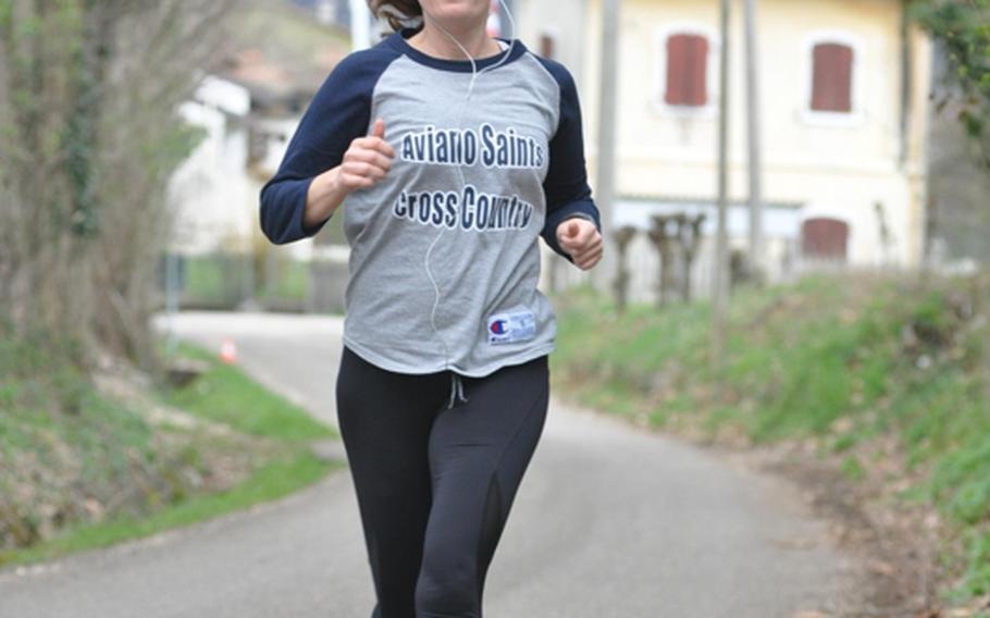 Kim James, a counselor at Aviano High School, took up running again a few years ago as a means to get in shape — and drop a few pounds. 