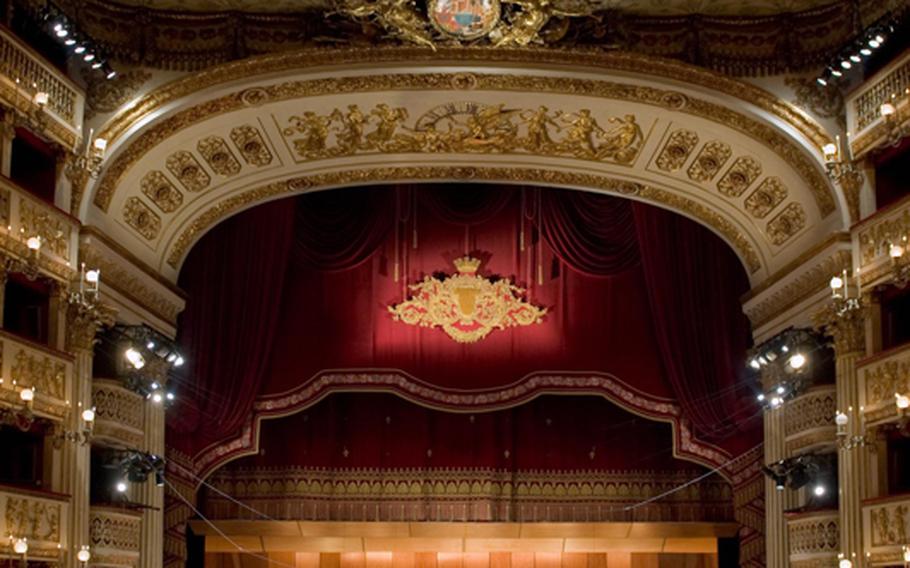 Il Teatro di San Carlo's orchestra rehearses amid ornate surroundings in Naples, Italy.


