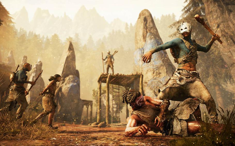 In “Far Cry Primal,” players learn to craft deadly arsenals, fend off predators and outsmart enemy tribes to conquer the land of Oros.
