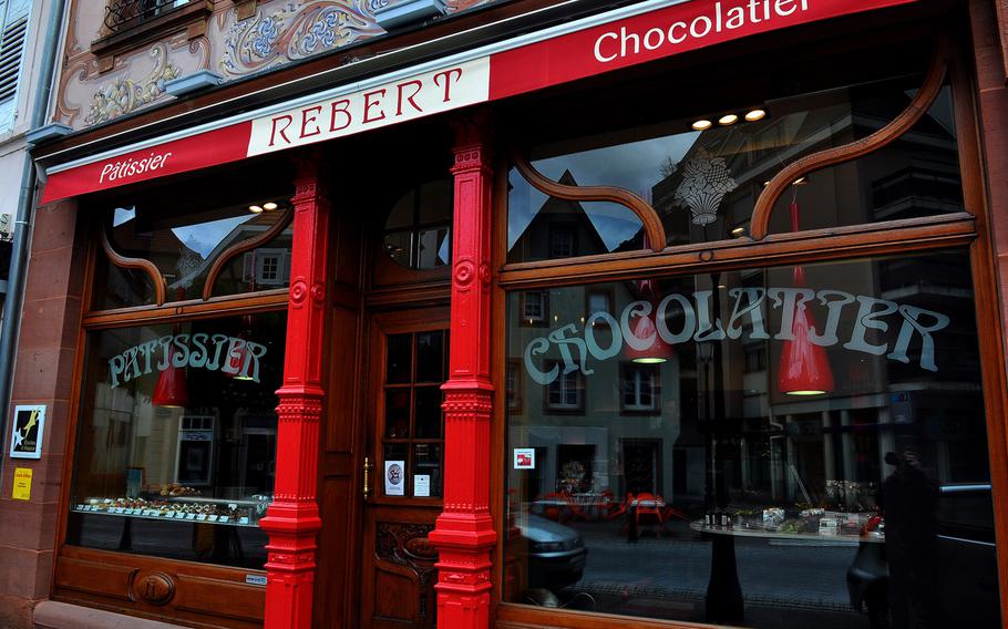 Patisserie Rebert, a pastry shop in Wissembourg, France, sells delectable French pastries and chocolates. It's best to visit the shop on weekdays, when it's less crowded.

