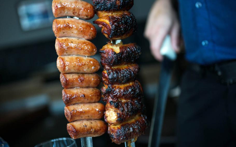 Sausage skewers from the Rio Grill, a Brazilian-style restaurant in Songtan, South Korea. 