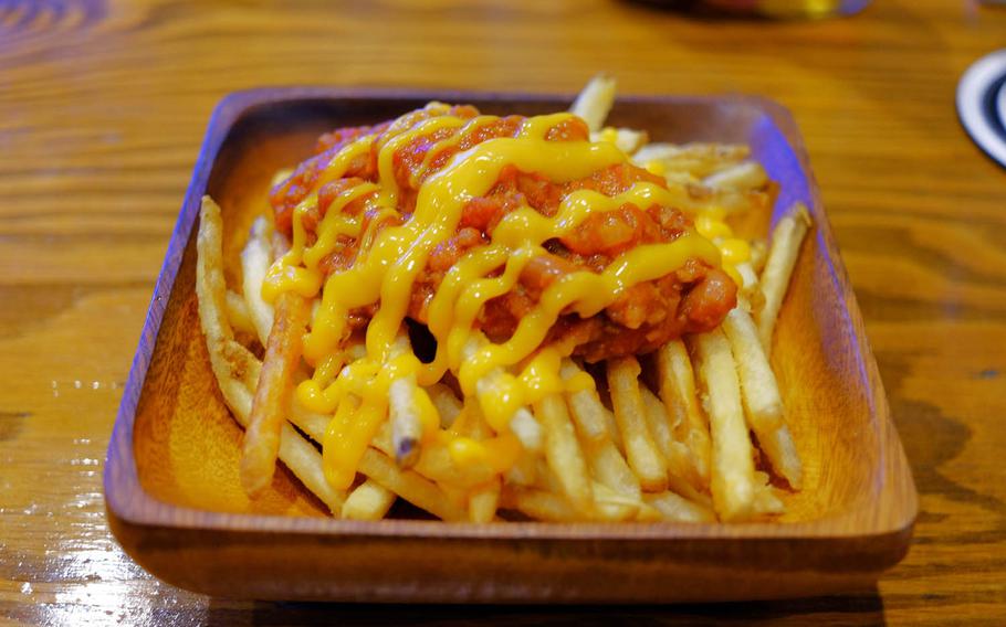 Chili-cheese fries from Doo Wop Diner Yokosuka E.M. Club in Yokosuka, Japan. 