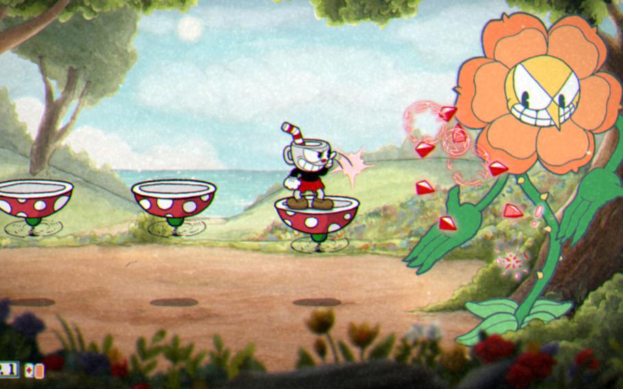 Cuphead can run, jump and fire in eight directions. Each of the levels, in theory, takes just a few minutes to beat. In practice, you’ll be replaying the same levels over and over. 