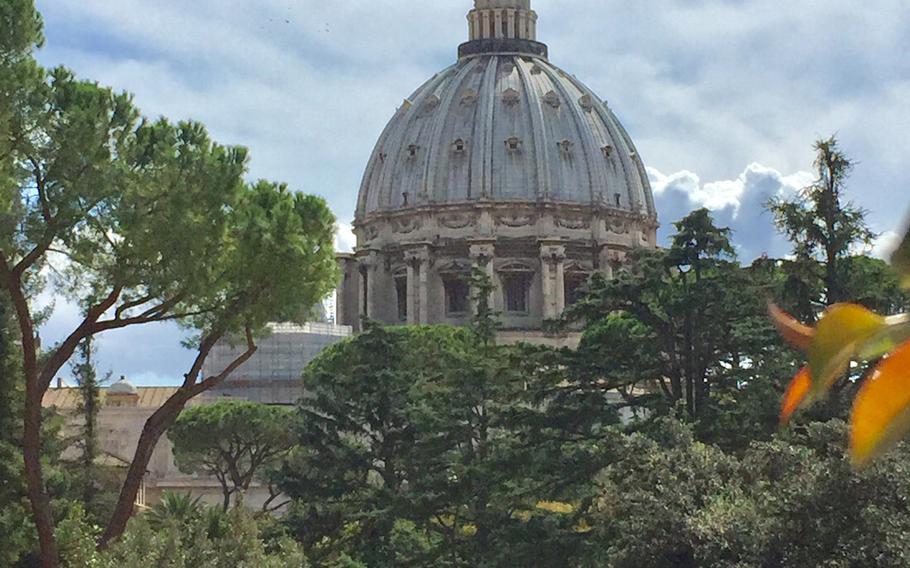 St. Peter's dome as seen from Vatican Museums in Rome. 