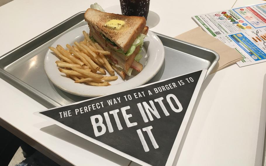 The Maple Butter B.L.T. at J.S. Foodies is served with a side of fries.