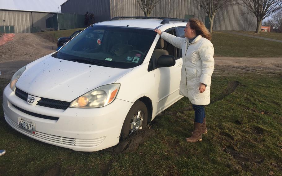 The Molinari minivan was stuck fast after a recent rainstorm.