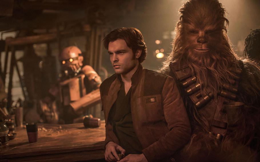 Alden Ehrenreich is Han Solo and Joonas Suotamo is Chewbacca in "Solo: A Star Wars Story."