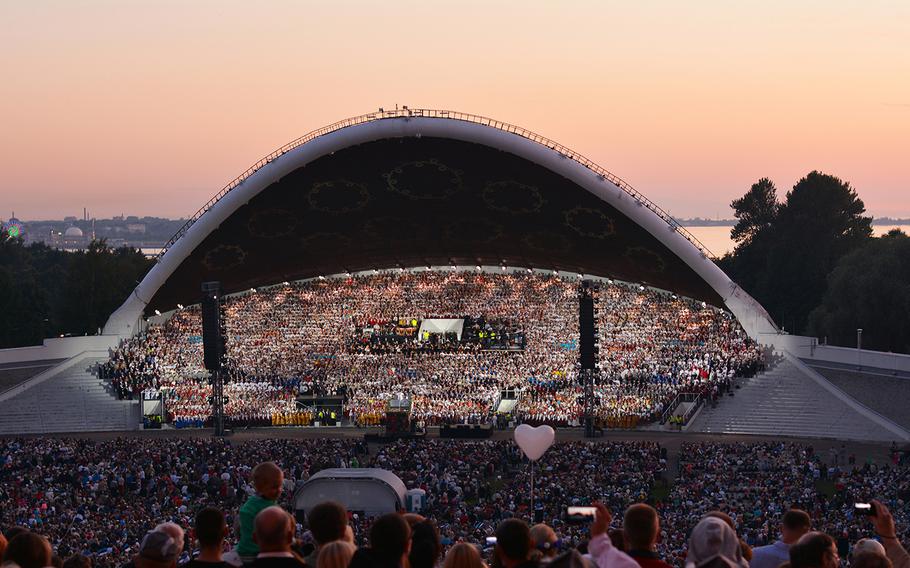 Tens of thousands sing at the Estonian Song Festival, which takes place once every five years. It’s scheduled to happen July 4-7.