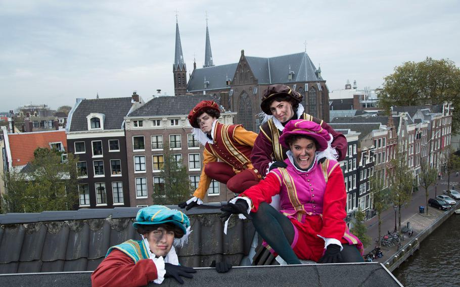 Sinterklaas and his helpmates, the Pieten, arrive Nov. 17 in Amsterdam by means of a half-mile-long water parade, followed by a Grand Parade through the streets. 