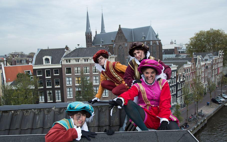 Sinterklaas and his helpmates, the Pieten, arrive Nov. 17 in Amsterdam by means of a half-mile-long water parade, followed by a Grand Parade through the streets.