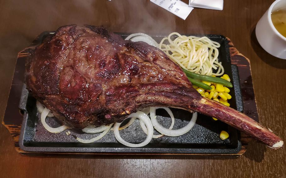 The expensive Tomahawk steak from Monster Grill in Tokyo packs more than two pounds of flavor. 
