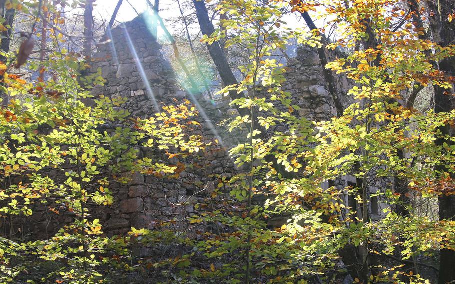 Ruins of an abandoned house remain along the trail leading up to the ghost towns of Palcoda and Tamarl, Italy. Palcoda was established around 1400 and remained inhabited for over 500 years. 

