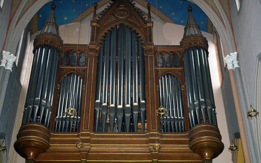 The organ inside the Marktkirche in Wiesbaden, Germany, was built in the 19th century and has more than 6,000 pipes.