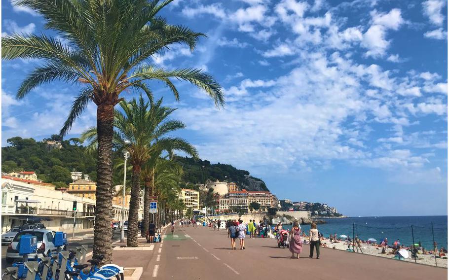 The oceanside Promenade des Anglais in Nice, France, is a beautiful four-mile stretch -- as long as you remain on the lookout for others enjoying it also.