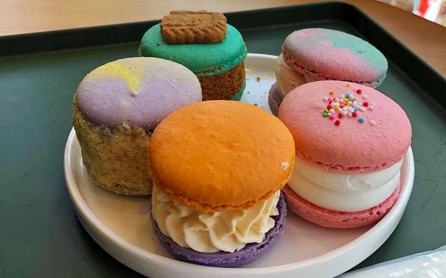 Tokyo Maca Presso serves large, stuffed macarons and colorful, blended smoothies and coffee drinks that are as much eye candy as they are confections.